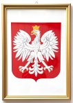 Godło Herb Polski A4 - oprawa drewniana - złota