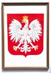 Godło Herb Polski - oprawa drewniana - brąz-złoto