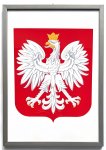 Godło Herb Polski - oprawa drewniana - szara